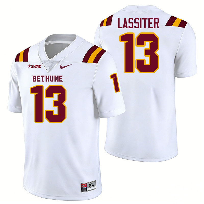 Bethune-Cookman Wildcats #13 Naim Lassiter College Football Jerseys,Uniforms-White